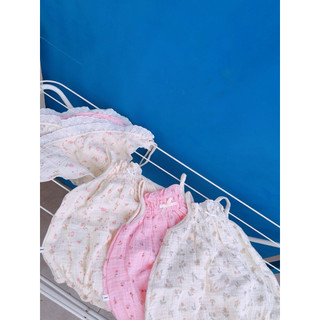 (Trứng 3-13kg) Jump xô muslin kèm khăn phối ren cho bé gái