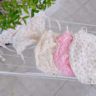 (Trứng 3-13kg) Jump xô muslin kèm khăn phối ren cho bé gái