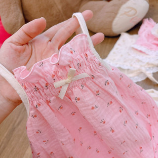 (Trứng 3-13kg) Jump xô muslin kèm khăn phối ren cho bé gái