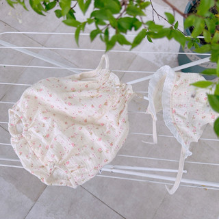 (Trứng 3-13kg) Jump xô muslin kèm khăn phối ren cho bé gái