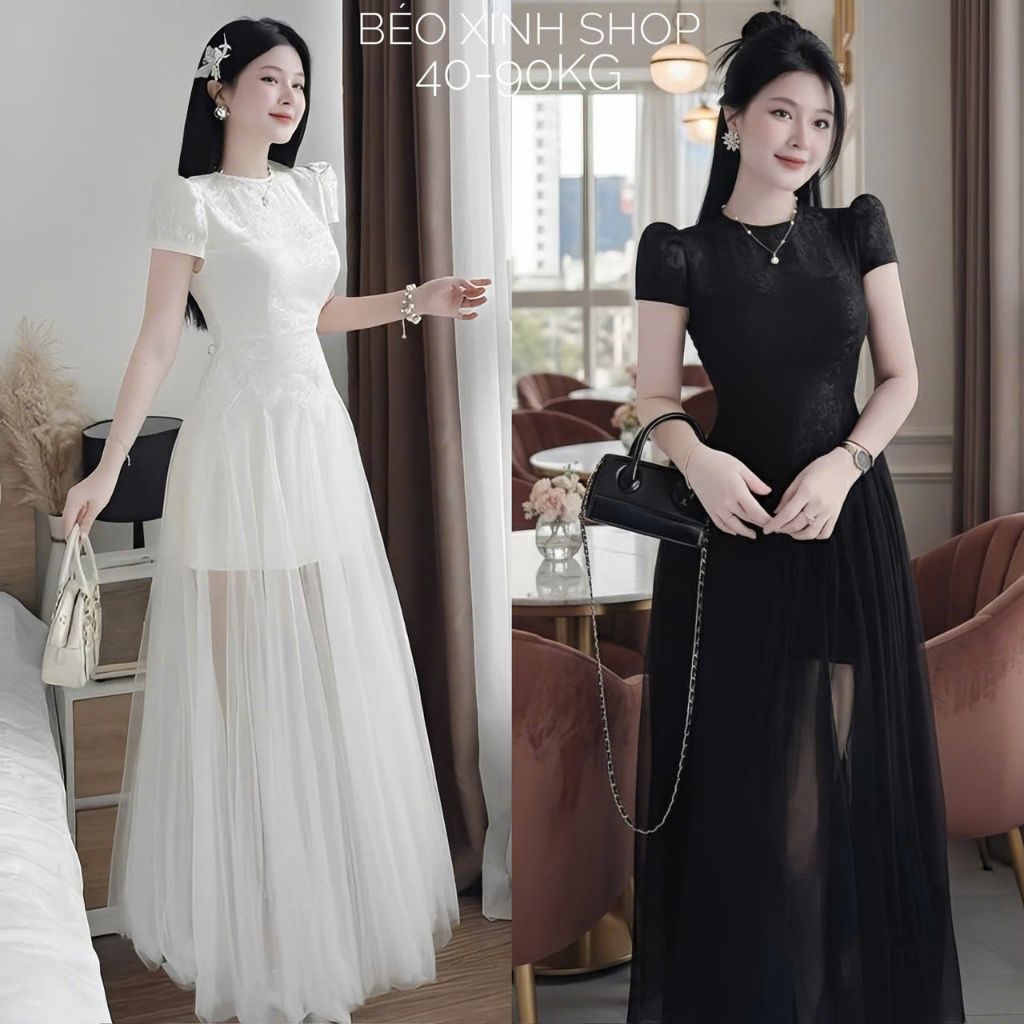 Đầm Dự Tiệc Thiết Kế 2 Lớp Ren Tiểu Thư (Vải Ren 2 Lớp) Cao Cấp Thanh Lịch Sang Trọng Cho Nàng Bigsize 40–90kg - A.1650