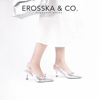 [Erosska] - Giày cao gót nữ mũi nhọn phối nơ kiểu dáng đơn giản thanh lịch màu đen cao 8cm - EH044