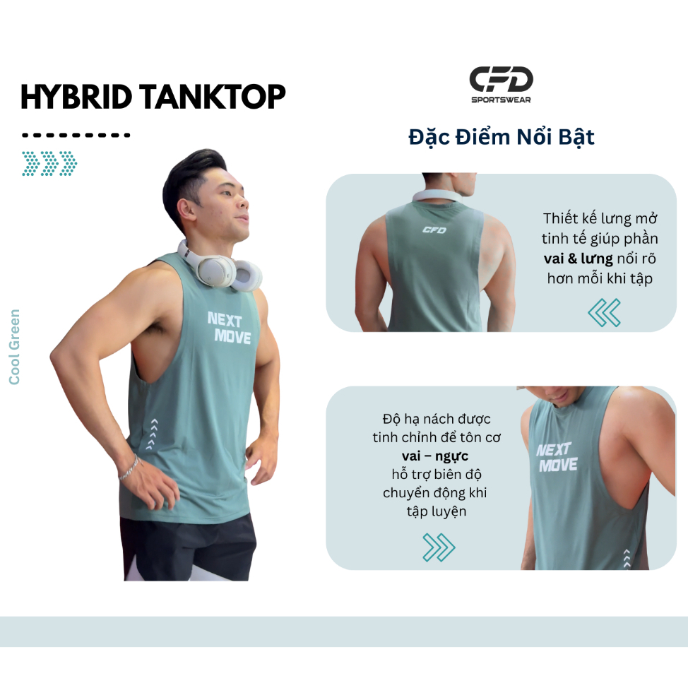 Áo Gym Nam TankTop Form Body, CFD Hybrid Tôn Dáng, Thoáng Khí Nhanh Khô