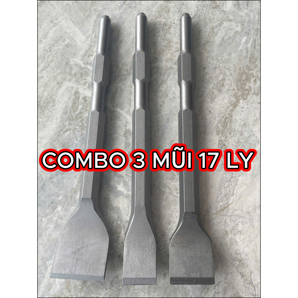 💥 Bộ 3 Mũi 17 Ly Đục Tường/Bê Tông – Dụng Cụ Xử Lý Tường, Ống, Sửa Chữa Nhà