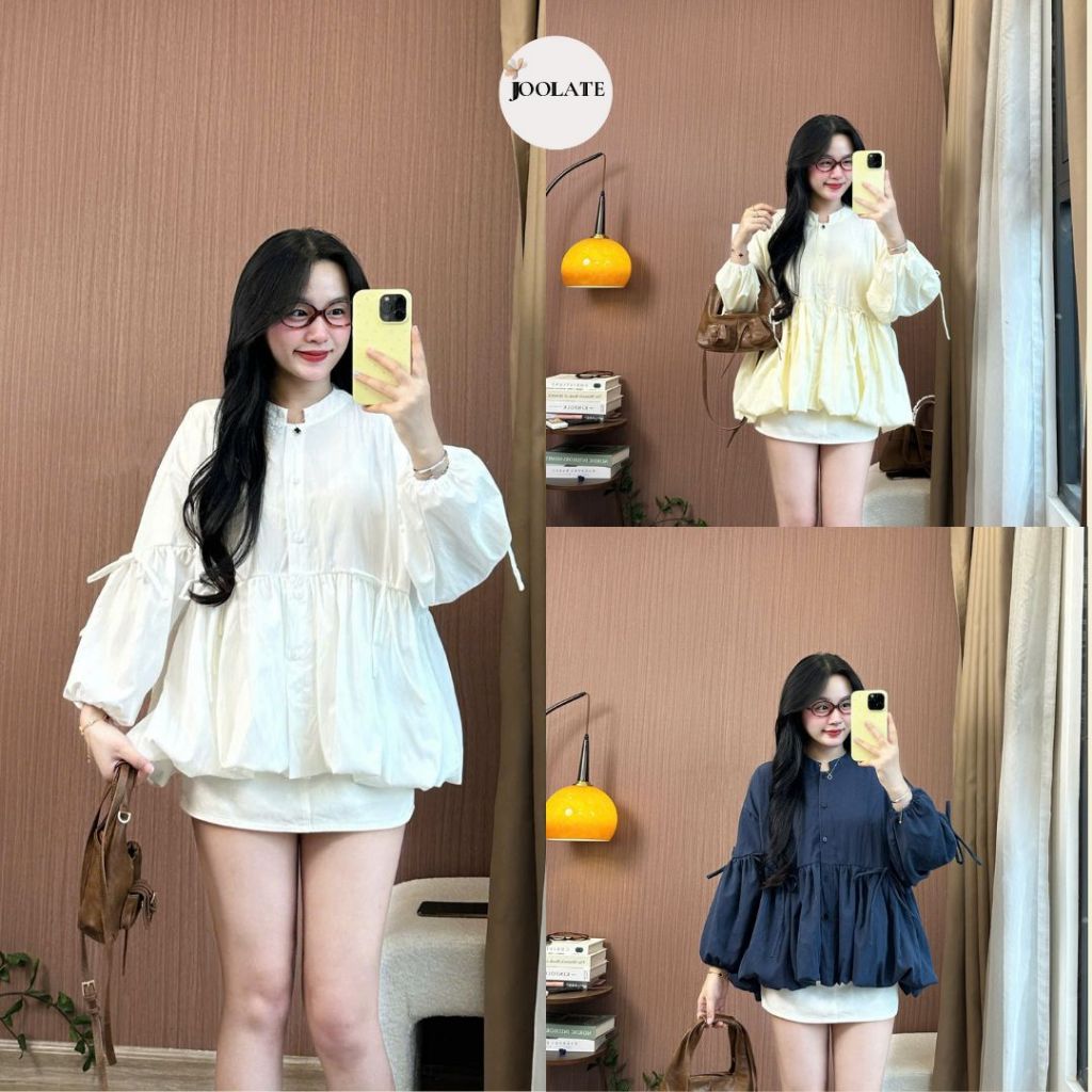 Áo Sơ Mi Babydoll Nữ Dây Nơ Tay Dài Chất Gió Mềm – Breezy Bow Blouse Thời Trang Hàn Quốc Joolate  533 P1