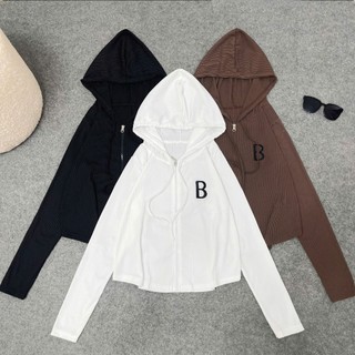 Áo Khoác Thun Gân Trơn Nhỏ Clothing Nữ Big size Cao Cấp Kiểu Dáng Chuppy có in hình chữ B xinh xắn trẻ trung G25