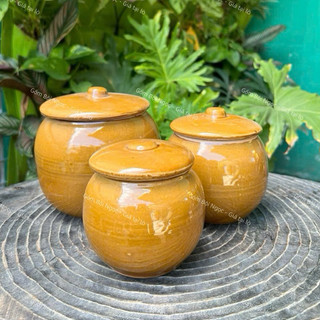 Thố Sứ Nâu/Chấm Bi Xanh Truyền Thống Cổ Xưa Nhiều Size  - Đựng Gà Tiềm Yến Chưng Không Chất Tạo Bóng - Gốm Xưa Nam Bộ