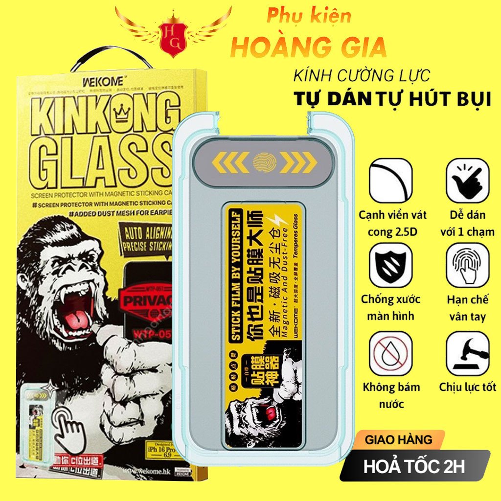 Cường Lực KinKong iPhone tự dán tự hút bụi Chống Nhìn Trộm iP 15 pro max 17 Pro max 16e 16 pro max 14Promax 13 12 11