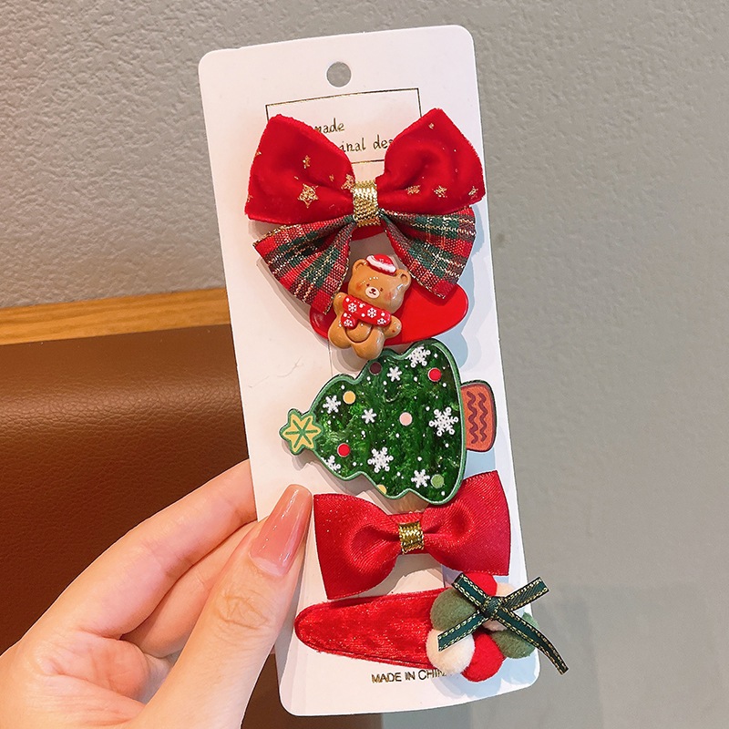 Bộ 5 Kẹp Tóc Giáng Sinh Noel Đẹp Nhiều Mẫu Dễ Thương Merry Christmas Cây Thông Nhiều Màu Sắc - PUPU HOUSE