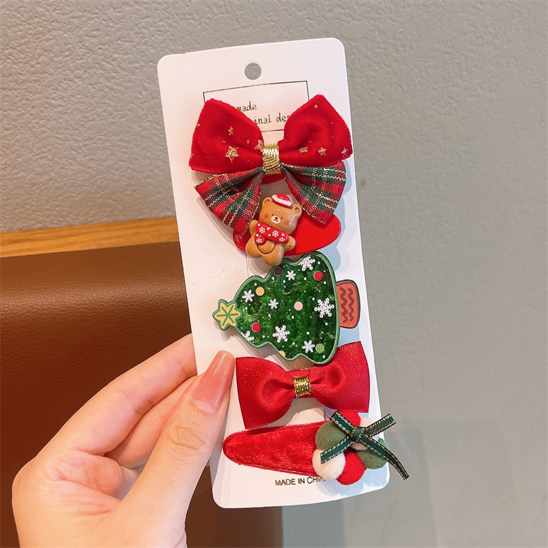 Bộ 5 Kẹp Tóc Giáng Sinh Noel Đẹp Nhiều Mẫu Dễ Thương Merry Christmas Cây Thông Nhiều Màu Sắc - PUPU HOUSE