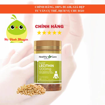 Mầm đậu nành cho phụ nữ trên 18 tuổi Healthy Care Super Lecithin 1200mg, Úc (100v)