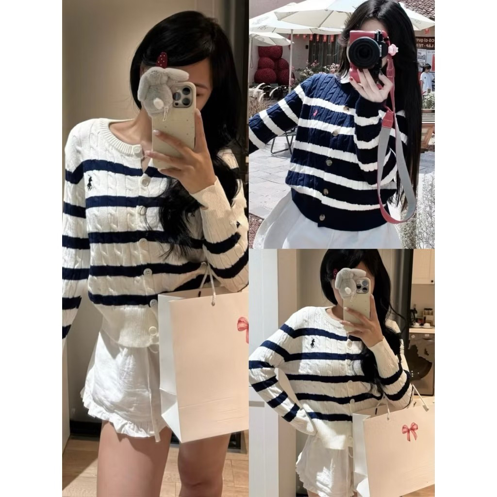 Thanhhuyenclothings2 - Áo len dệt kim phối kẻ hình thêu basic