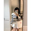 Thanhhuyenclothings - Áo khoác len dài tay phối kẻ hoạ tiết thêu style Hàn Quốc