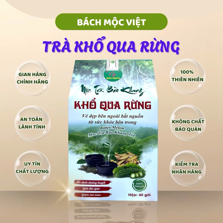 Trà Túi lọc Khổ Qua Rừng Bảo Khang hộp 40 gói thanh nhiệt, mát gan, giảm mỡ, làm đẹp da