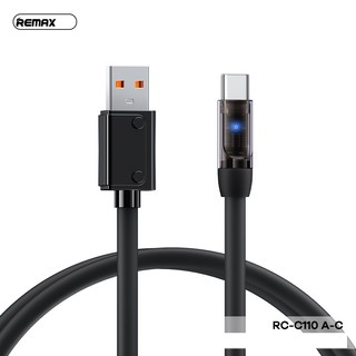 Cáp sạc nhanh Remax RC-C110 USB-A to TypeC 100W, Có Đèn báo sạc, Dây Silicon to, Dài 1.2M