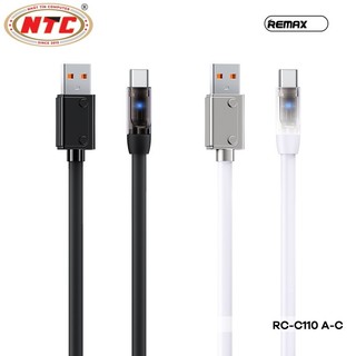 Cáp sạc nhanh Remax RC-C110 USB-A to TypeC 100W, Có Đèn báo sạc, Dây Silicon to, Dài 1.2M