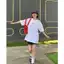 Áo thun nữ đơn giản Candy Tee by C'est La Vie áo thun form rộng , màu xanh/trắng, vải đứng form H06