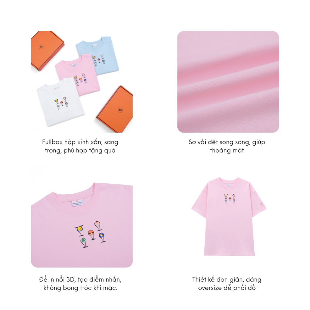 Áo thun cao cấp Santa Balloon Tee White/Pink/Blue local brand  C'est La Vie áo thun form rộng in nổi