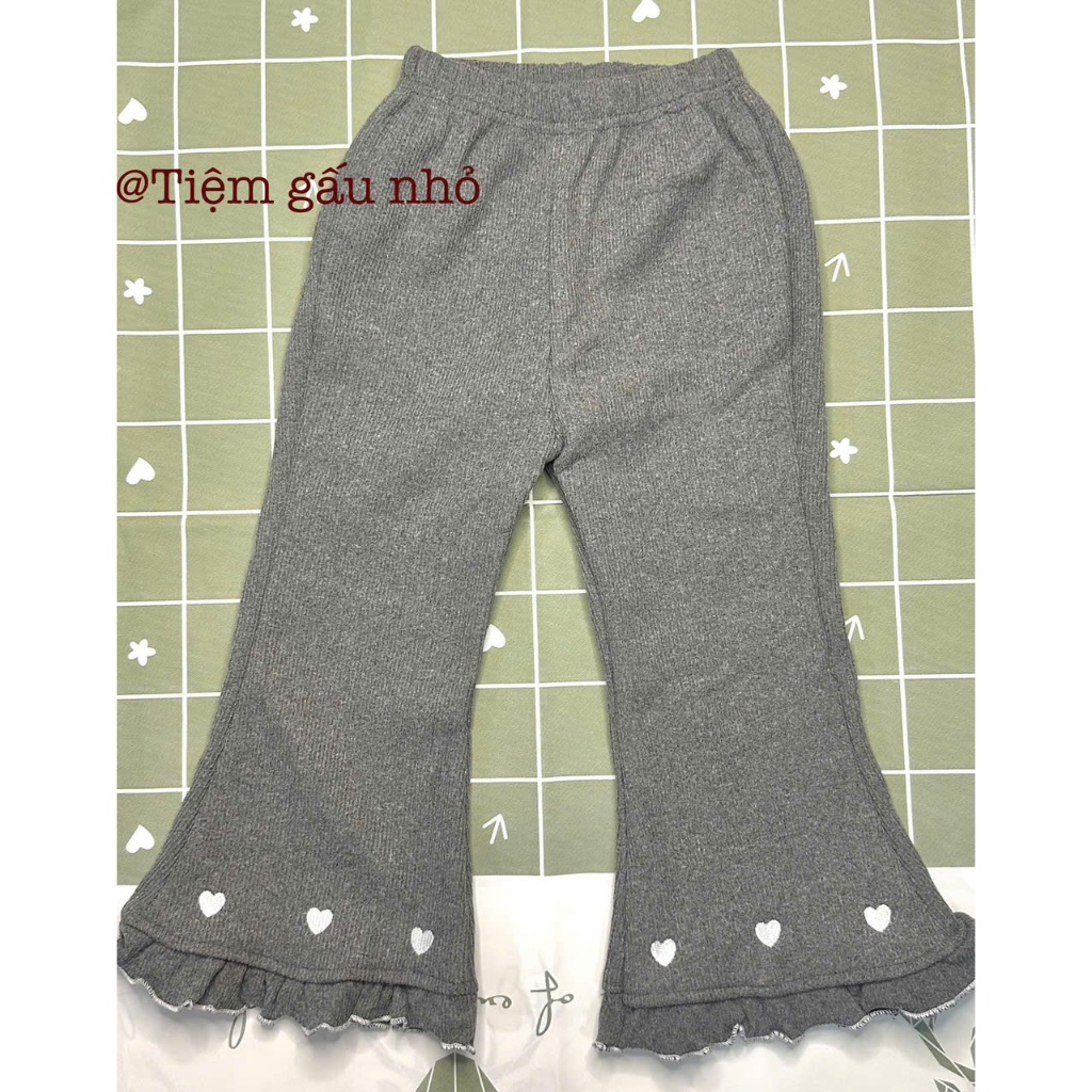 Quần Len Ống Loe Hình Trái Tim Cho Bé Gái