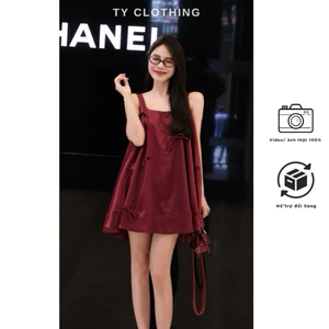 - Đầm Tacta Đính Nơ - Hàng Thiết Kế - Màu Be và Màu Đỏ