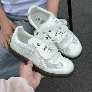 Giày thể thao thời trang bigsize nữ Champion cổ thấp màu trắng cải ren đế gum êm nhẹ cao cấp,sneaker hottrend 2025