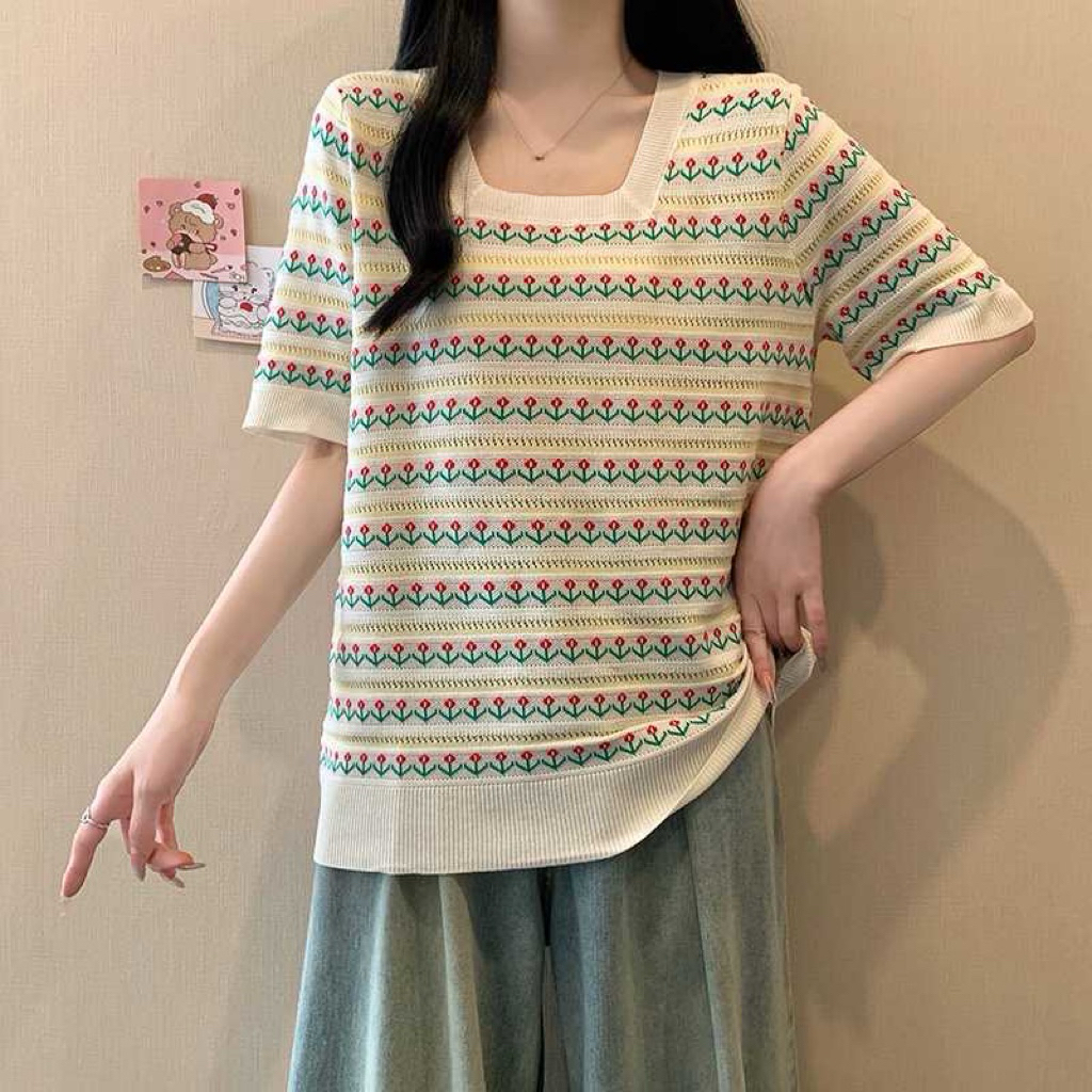 Áo len mongtoghi QC,áo len dệt kim nữ hàng thanh lý mới hoạ tiết trẻ trung size 66-70,72kg.