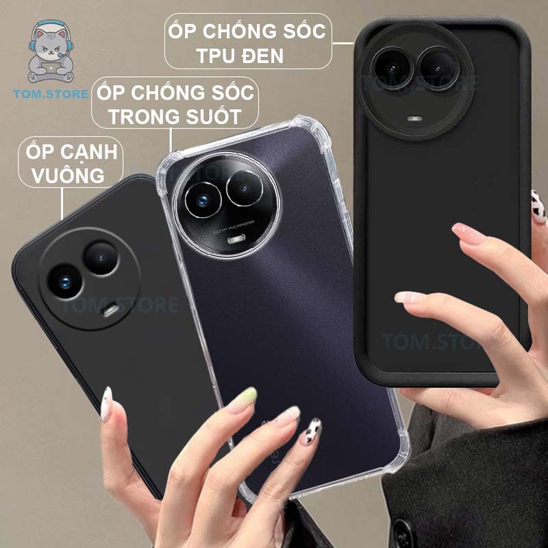 Ốp lưng Realme 11X 5G, V50, V50S chống sốc đen,TPU viền vuông,chống sốc trong suốt silicon