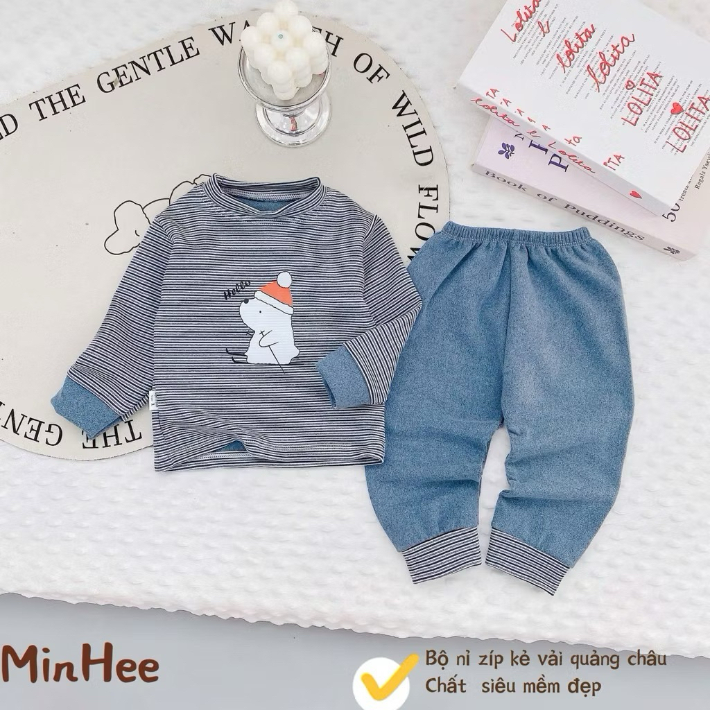 (Hàng đẹp 02) Bộ nỉ dài tay cao cấp mềm,mịn cho bé trai, bé gái từ 5-15kg