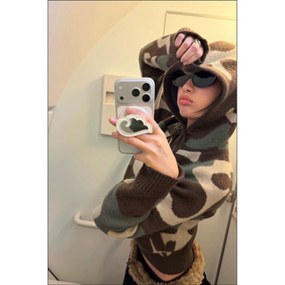 Áo Khoác Zip CGGA Vintage Camo Heart Knit Hoodie - Sẵn Hoả Tốc