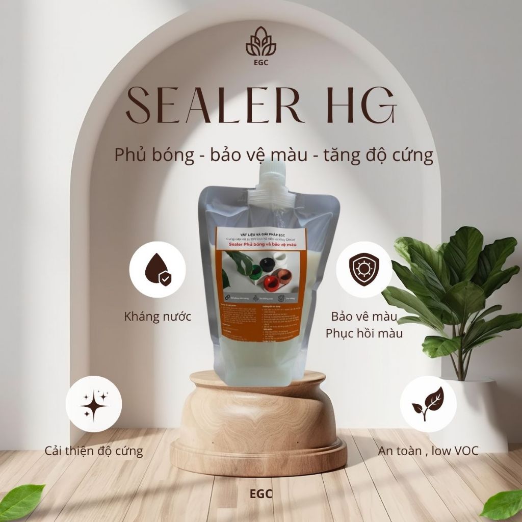 1kg _Sealer HG – Lớp phủ bóng cao cấp gốc nước cho sản phẩm decor, hũ nến, khay trang trí xi măng & bê tông trang trí