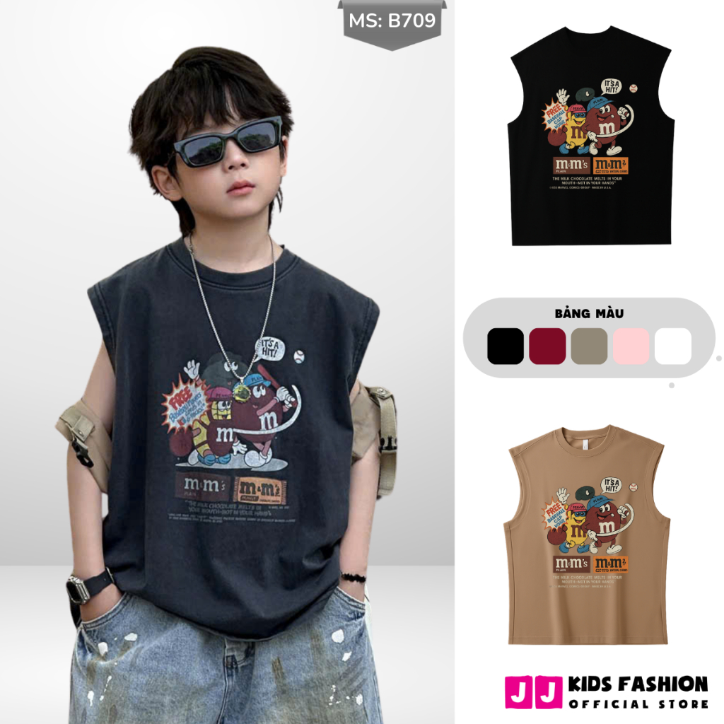 Áo Thun Ngắn Tay Mùa Hè Cho Bé Trai, Bé Gái In Hình Năng Động, Cổ Tròn B709 | JJ Kids Fashion