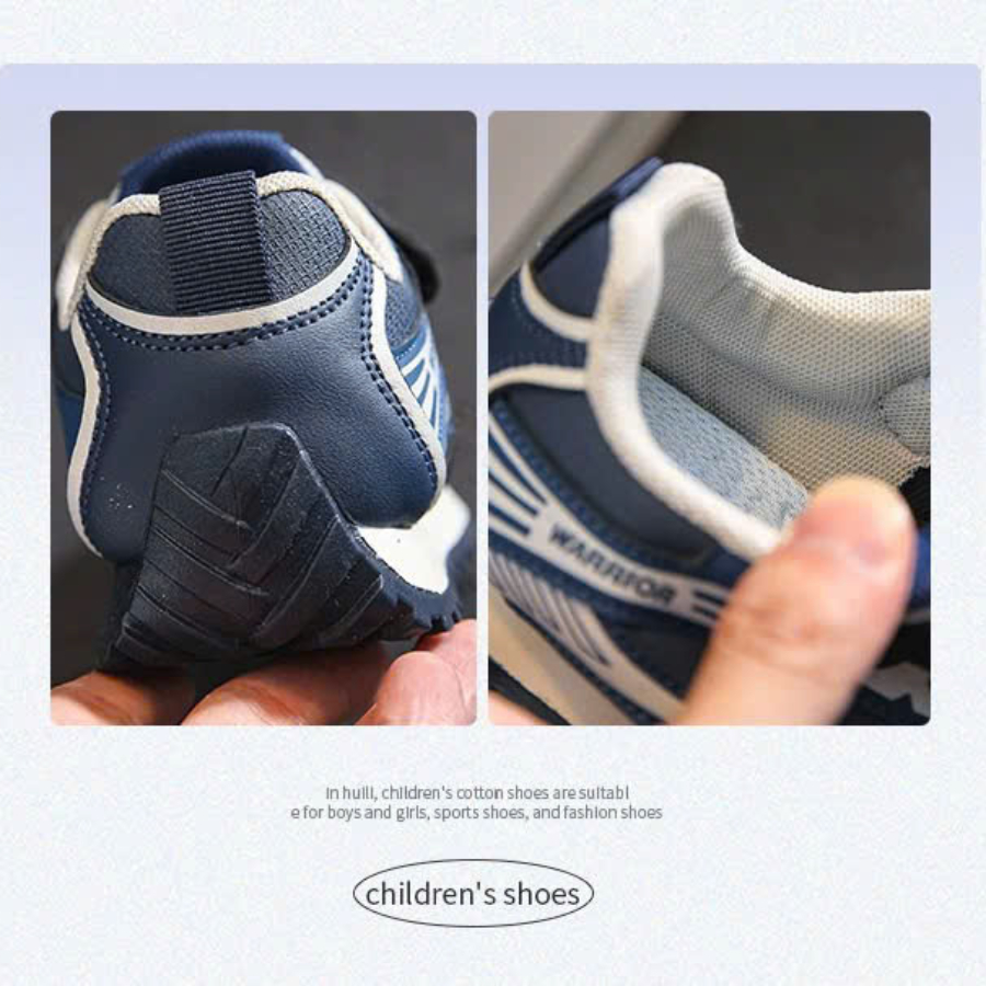[M133] Giày Thể Thao Bé Trai Cao Cấp – Giày Sneaker Trẻ Em Quai Dán Màu Xanh Navy Phong Cách Hàn Quốc (Size 26-37)