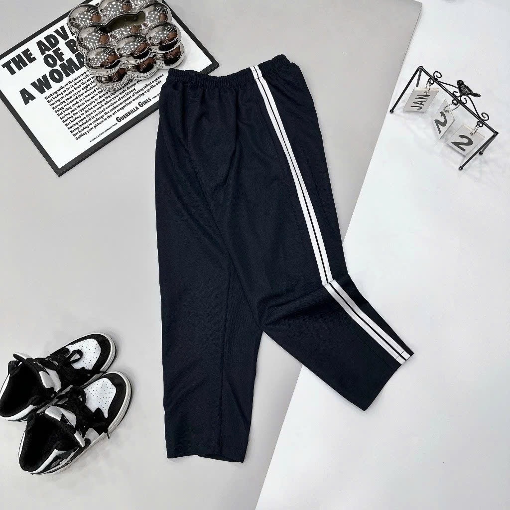Quần Baggy 2 viền 3 viền, Quần thể thao thể dục 2 viền 3 viền kẻ sọc TÍM THAN cho nam và nữ Hàn Quốc