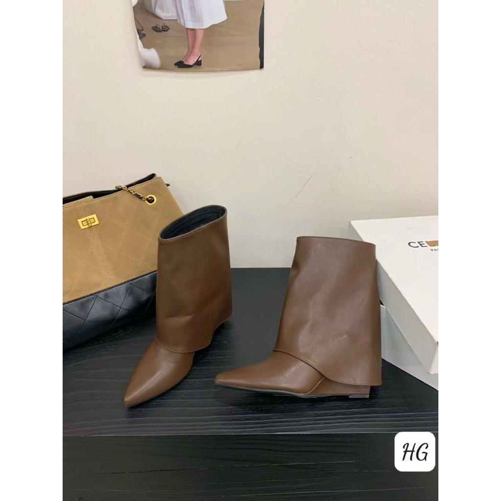 👠👠👠❤️❤️Bốt váy cổ thấp mũi nhọn