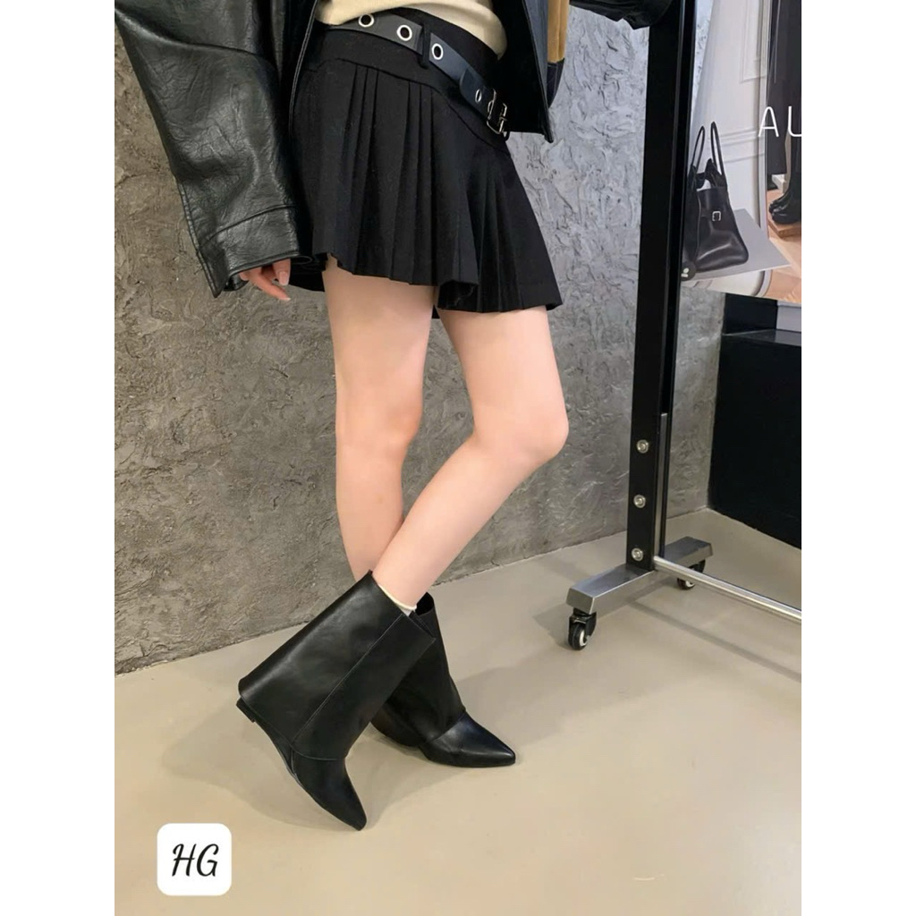 👠👠👠❤️❤️Bốt váy cổ thấp mũi nhọn