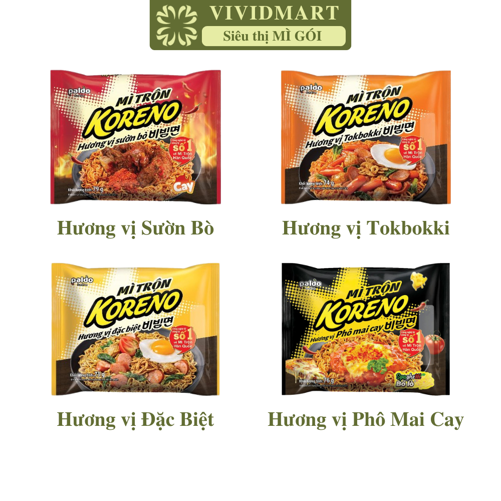 [GÓI LẺ] - PALDO - Mì trộn Koreno 4 vị: Tokbokki, Sườn bò, Đặc biệt ...