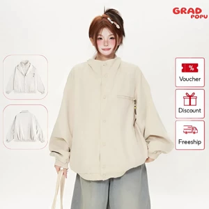 Áo khoác GRADPOPU giả hai mảnh chắp vá màu trơn phong cách Nhật Bản Wusu thời trang thu đông AK198