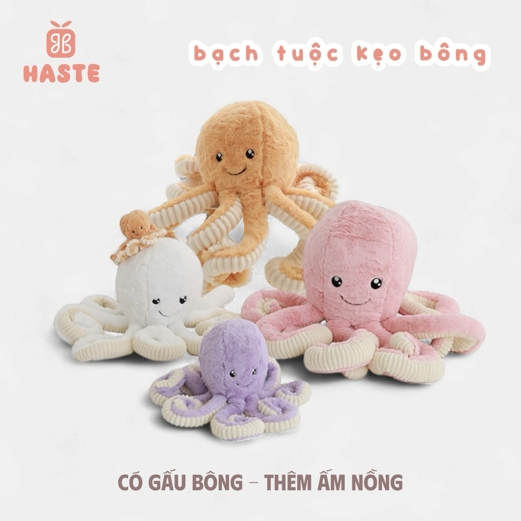 Gấu Thú Bông Động Vật Biển Bạch Tuộc Màu Pastel Hồng Octopus Quà Tặng Độc Đáo Lông Xù Siêu Mềm Mịn Siêu Dễ Thương