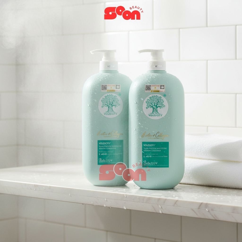 Cặp dầu gội xả biotin collagen voudioty xanh dương 500ml/1000ml ngăn ngừa gàu, giảm nấm ngứa da đầu (2024)