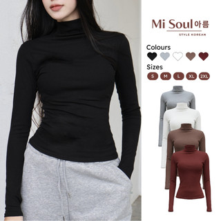 Áo Thun Dài Tay Cổ 3 Phân Basic BigSize MiSoul, Áo Thun Cotton Cổ Lửng Dáng Ôm Body Dài Tay Thu Đông 488