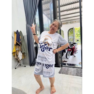 🚚 FREESHIP 🚚 Set Bộ Thể Thao Hè Cộc Tay Quần Rộng Phối Họa Tiết BIA TIGER BẠC 5 SIZE Nam Nữ KL2