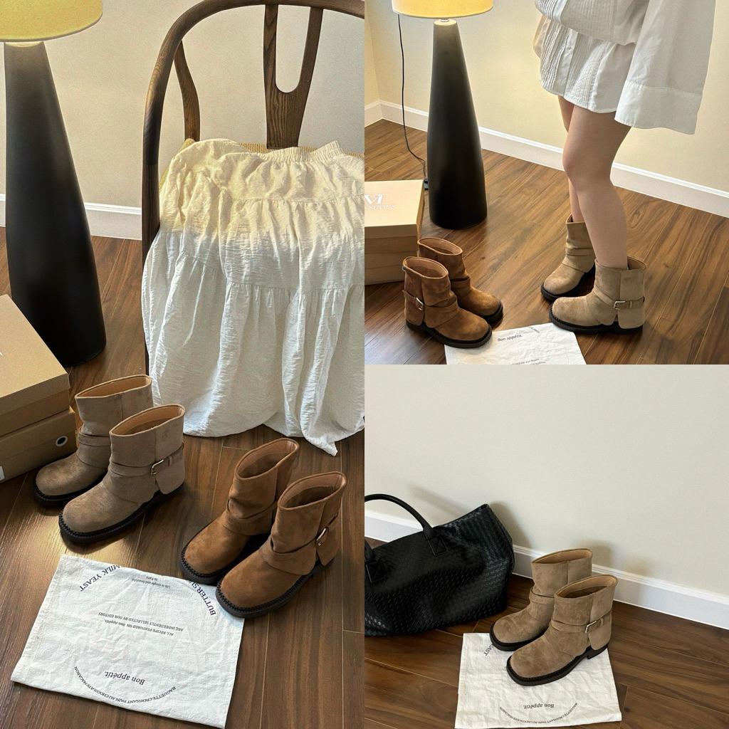 Boots Chất Liệu Nhung Nữ Cổ Ngắn MIJILI – Phong Cách Vintage Hàn Quốc, Êm Chân, Giữ Ấm Mùa Thu Đông