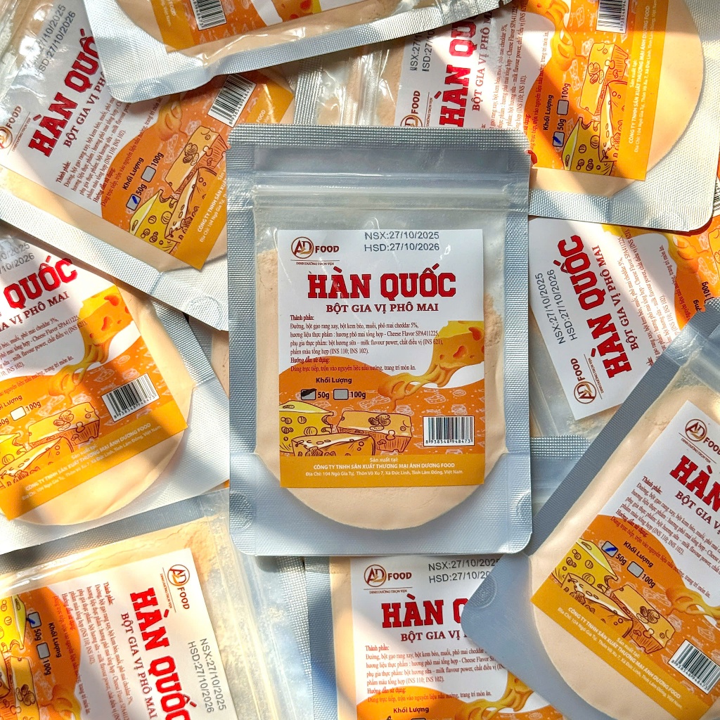 Combo 10 gói Bột phô mai Hàn Quốc Vàng 50g  ADFOOD – dùng làm gia vị cho các món chiên, snack và trang trí món ăn