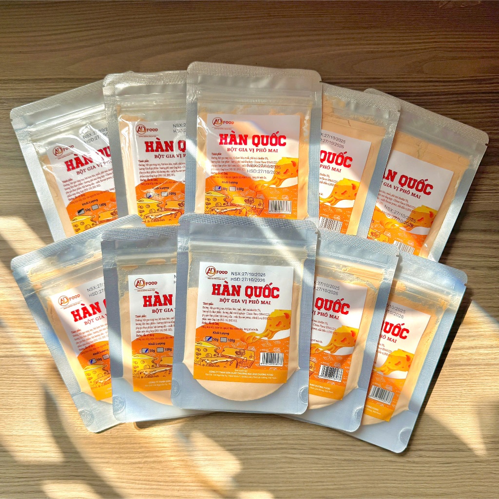 Combo 10 gói Bột phô mai Hàn Quốc Vàng 50g  ADFOOD – dùng làm gia vị cho các món chiên, snack và trang trí món ăn