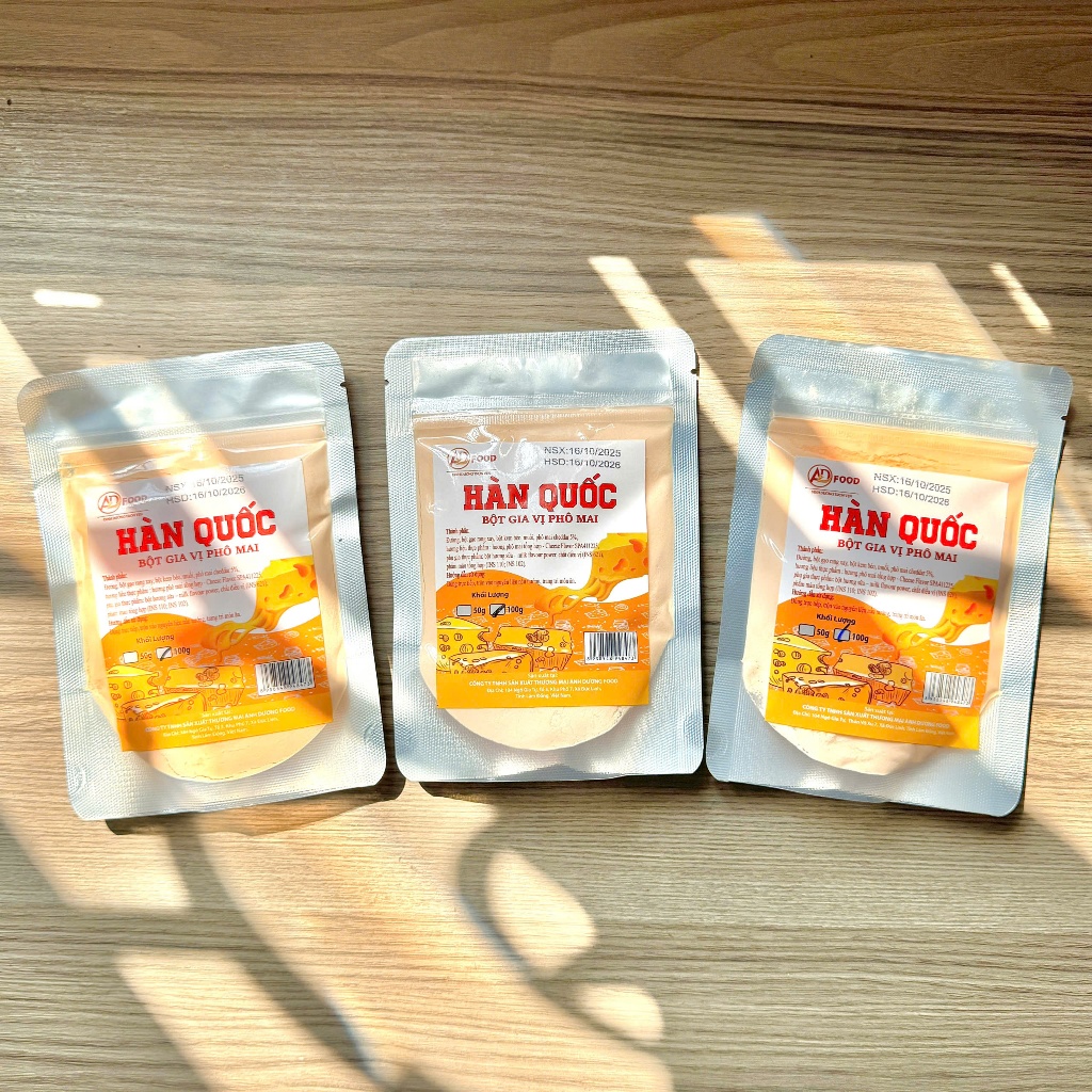 Combo 3 gói Bột phô mai Hàn Quốc Vàng 100g  ADFOOD – dùng rắc lên các món chiên, gà ráng, khoai tây và xúc xích