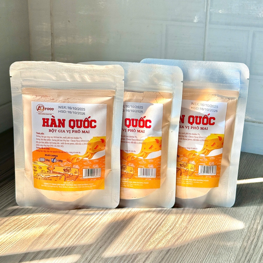 Combo 3 gói Bột phô mai Hàn Quốc Vàng 100g  ADFOOD – dùng rắc lên các món chiên, gà ráng, khoai tây và xúc xích