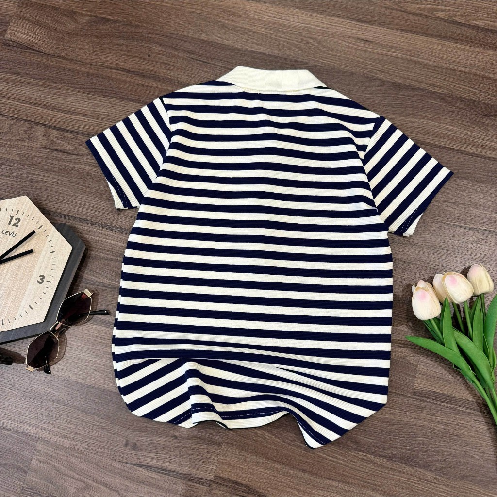 Áo Polo Mirage Sọc Màu Xanh Đen Thanh Lịch, Bắt Mắt Local Brand Chất Cotton Mềm Mịn.