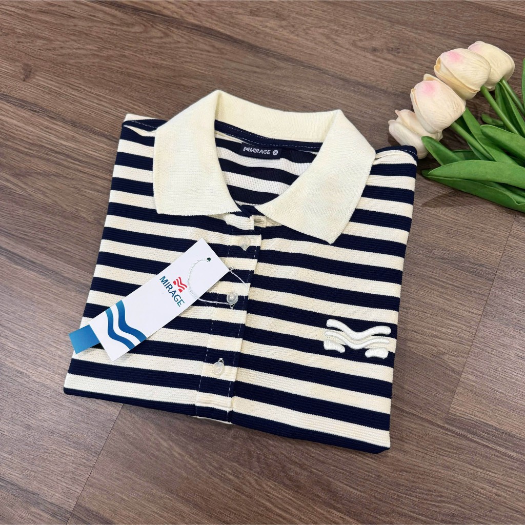Áo Polo Mirage Sọc Màu Xanh Đen Thanh Lịch, Bắt Mắt Local Brand Chất Cotton Mềm Mịn.