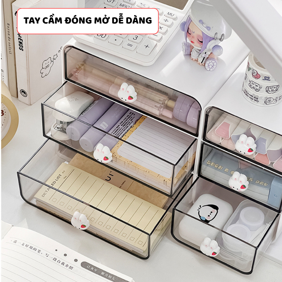 Hộp Ngăn Kéo Đựng Văn Phòng Phẩm ENODA HOME, Hộp Đựng Bút Để Bàn 3 Ngăn Kiểu Dáng Dễ Thương P053