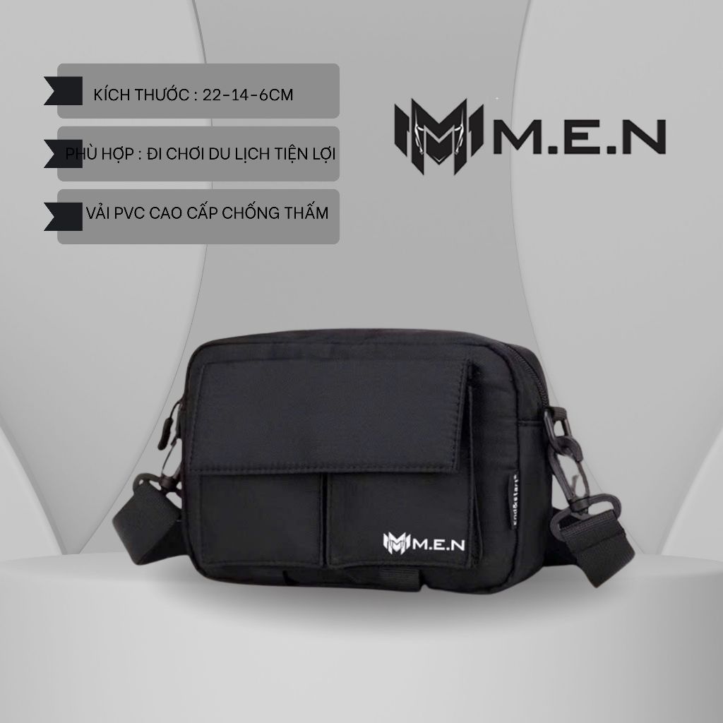 {HCM} Túi đeo chéo nam trơn Men đen ngầu coolbag kiểu dáng đi chơi phượt 5 ngăn